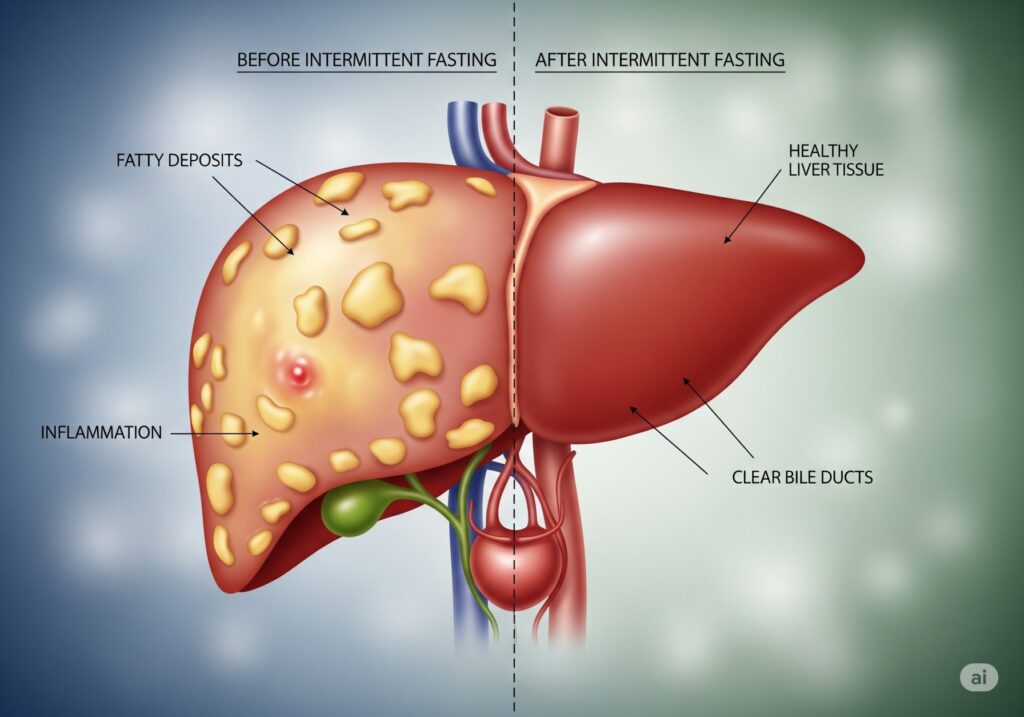 Before and after effects of intermittent fasting for fatty liver