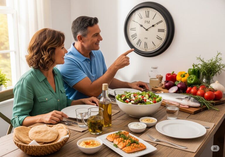 Couple starting intermittent fasting for fatty liver before a healthy meal