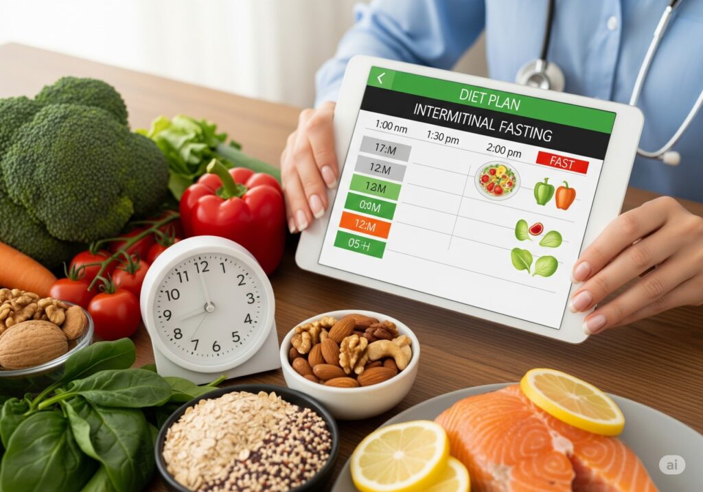Diet plan for intermittent fasting for fatty liver with healthy foods