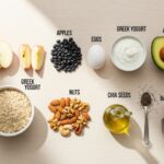 flat lay of 10 foods that mimic Ozempic for weight loss