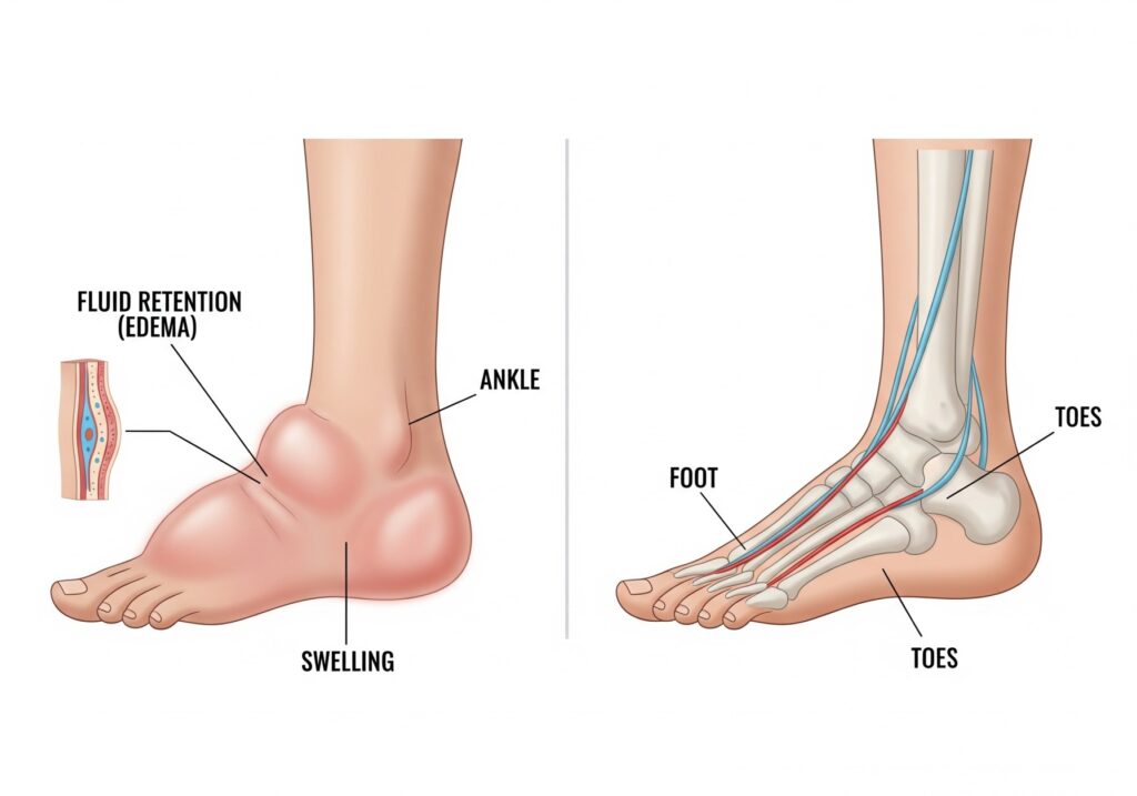 Swollen feet and ankles as warning signs of heart disease