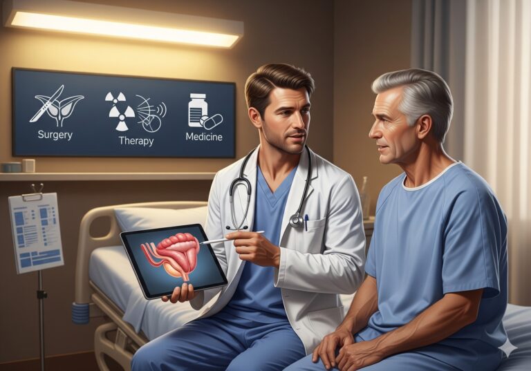 Prostate cancer treatment discussion between doctor and patient