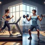 Featured image showing cardio vs strength training in a split-screen design