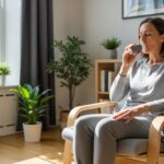 Person practicing the 5-minute breathing habit at home