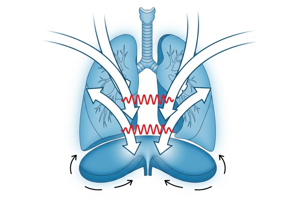 Diagram showing how the 5-minute breathing habit strengthens lungs