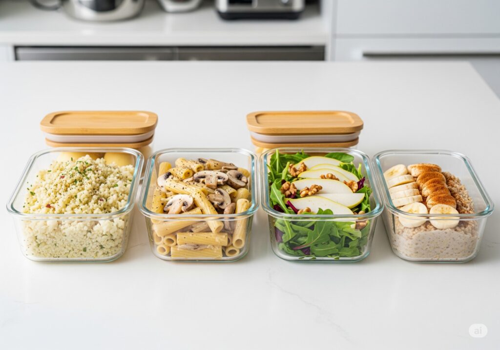 Meal prep ideas featuring white-fleshed fruits and vegetables for a healthy diet
