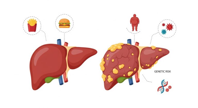 Non-drinkers' liver disease comparison between healthy and damaged liver