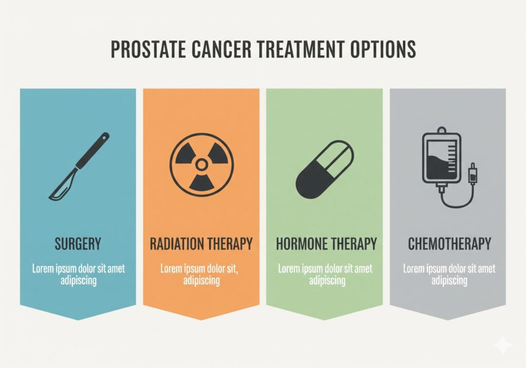 Prostate cancer treatment options infographic