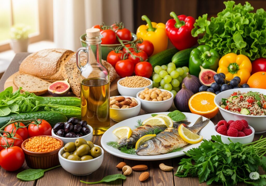 Mediterranean foods including vegetables and grains as part of the recipe for longevity
