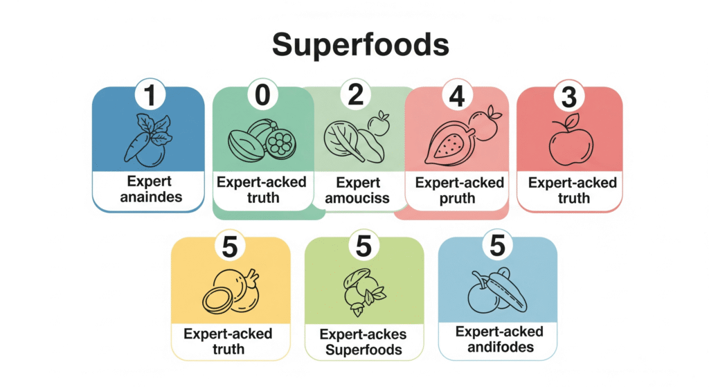 infographic showing 5 expert truths debunking the superfood myth