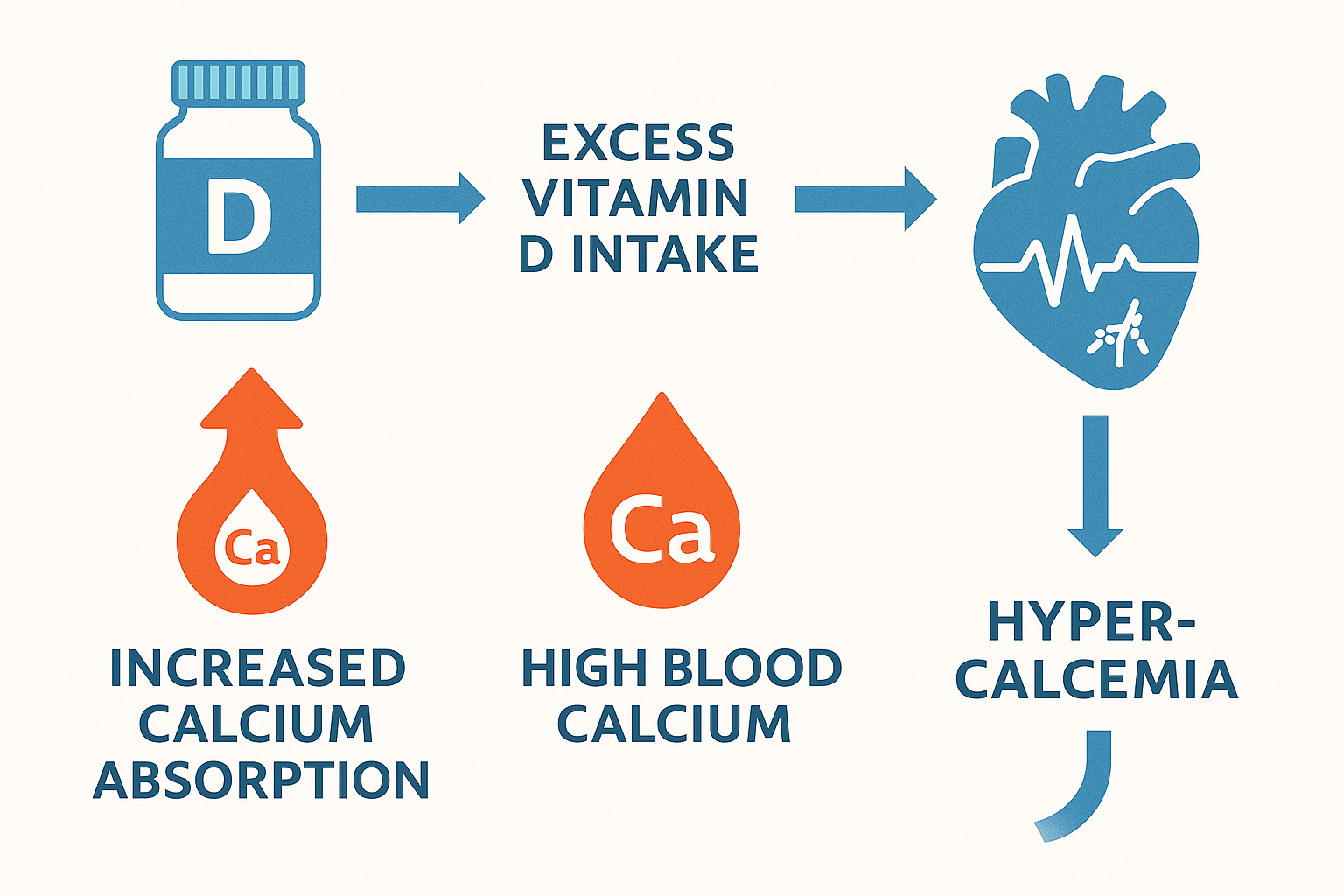 Infographic showing heart complications from vitamin d toxicity