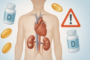 kidney diagram showing calcium deposits caused by vitamin d toxicity