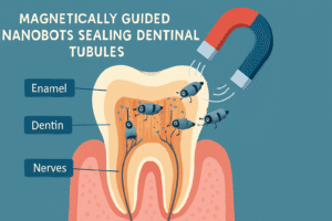 Magnetically guided nanobots sealing dentinal tubules for tooth sensitivity relief