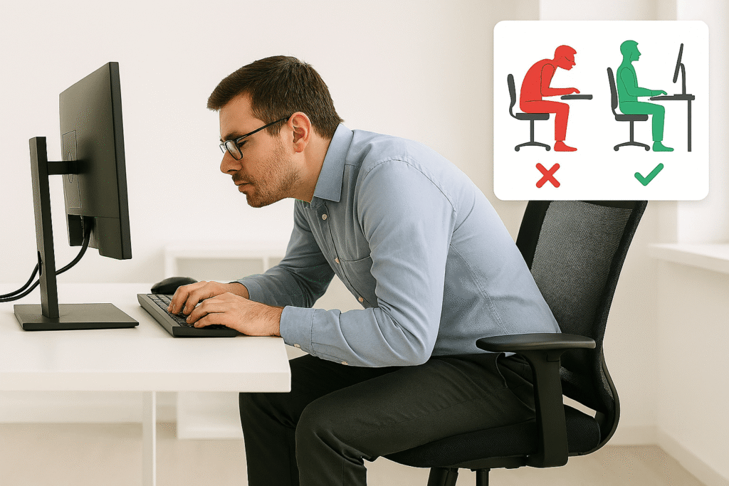 poor posture at the workstation