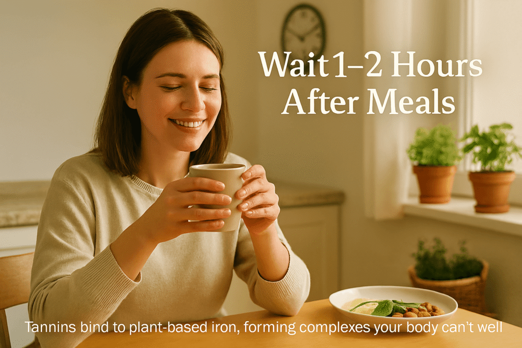 woman drinking tea after 2 hours