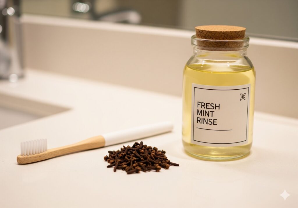 Cloves and oral care products showing oral health benefits of eating cloves at night