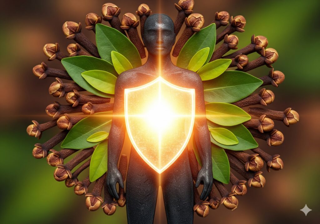 Cloves boosting immunity, highlighting benefits of eating cloves at night