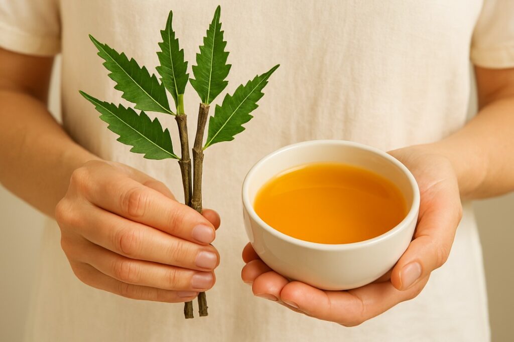 Neem and turmeric empty stomach antimicrobial oral care