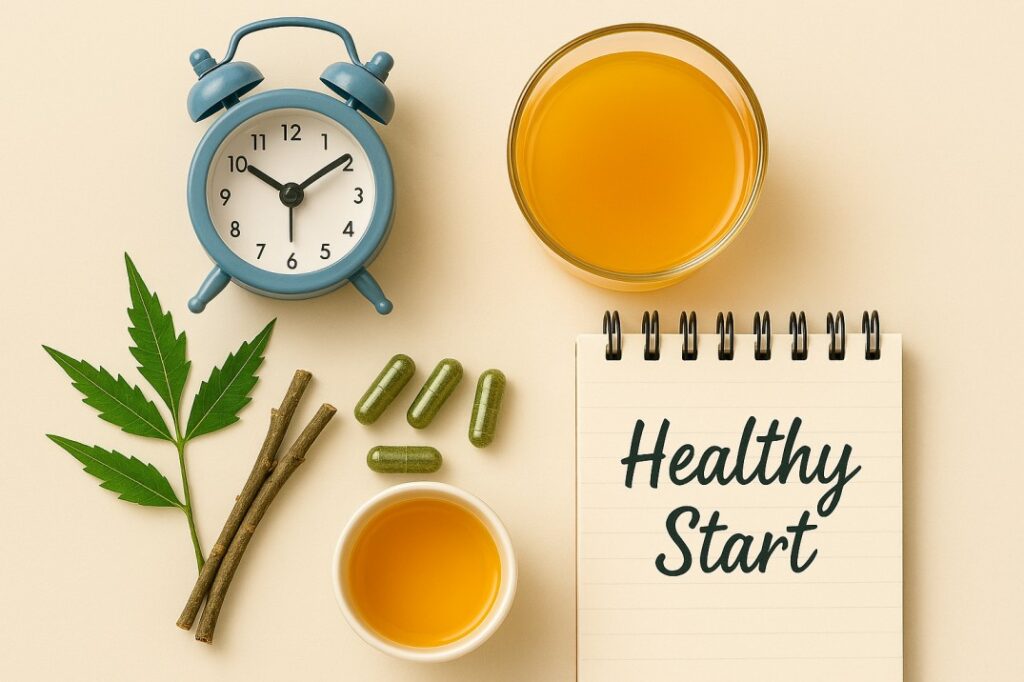 Neem and turmeric empty stomach morning wellness routine