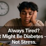 fatigue and diabetes in young adults – young person exhausted at work, not just stress