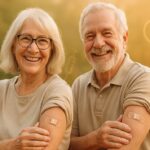 Elderly couple after getting vaccines for people 60 and older