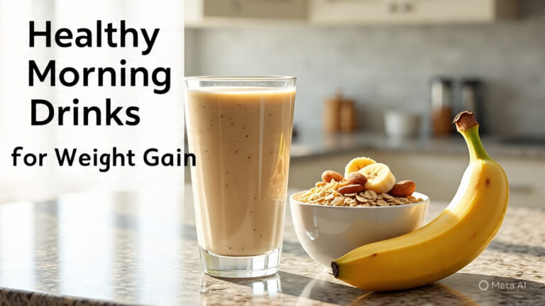 Healthy morning drinks for weight gain on a sunny kitchen counter
