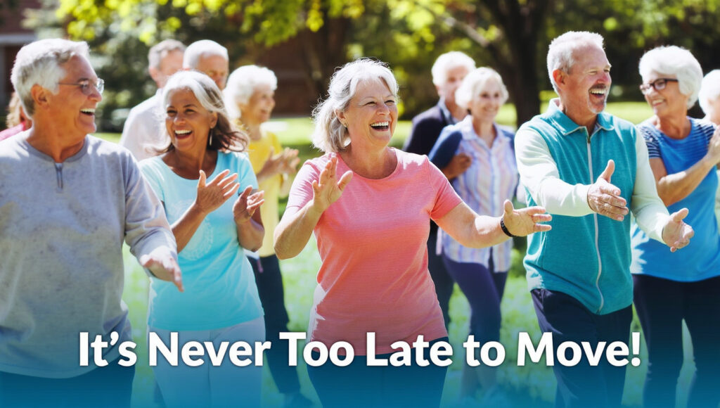 Group exercising together for heart health after 50