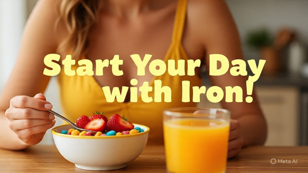 Pregnant woman enjoying iron-rich foods in pregnancy for breakfast