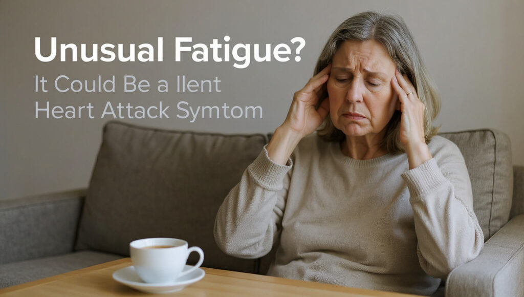 Woman showing silent heart attack symptoms like extreme fatigue