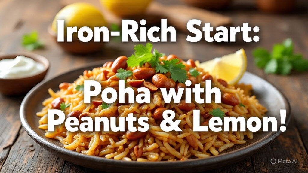 best iron-rich indian foods breakfast: poha with peanuts and lemon for energy