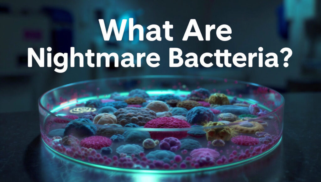 nightmare bacteria glowing in a petri dish