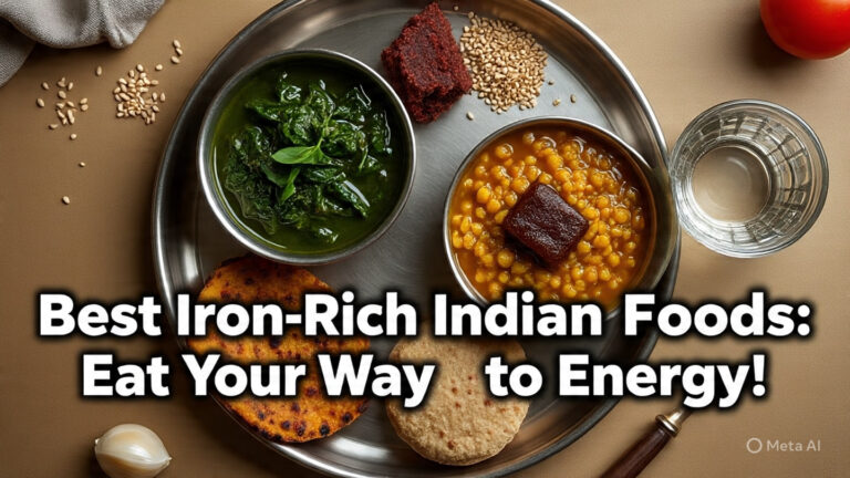 best iron-rich indian foods thali with palak, dal, jaggery, ragi roti for energy