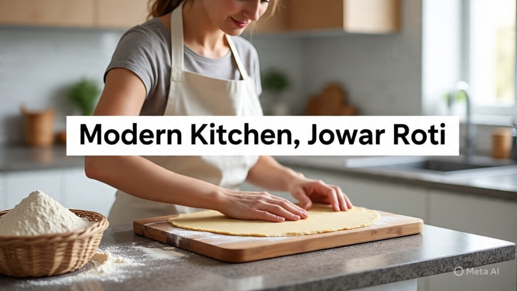 Fresh jowar roti being rolled from millets high iron Indian grains