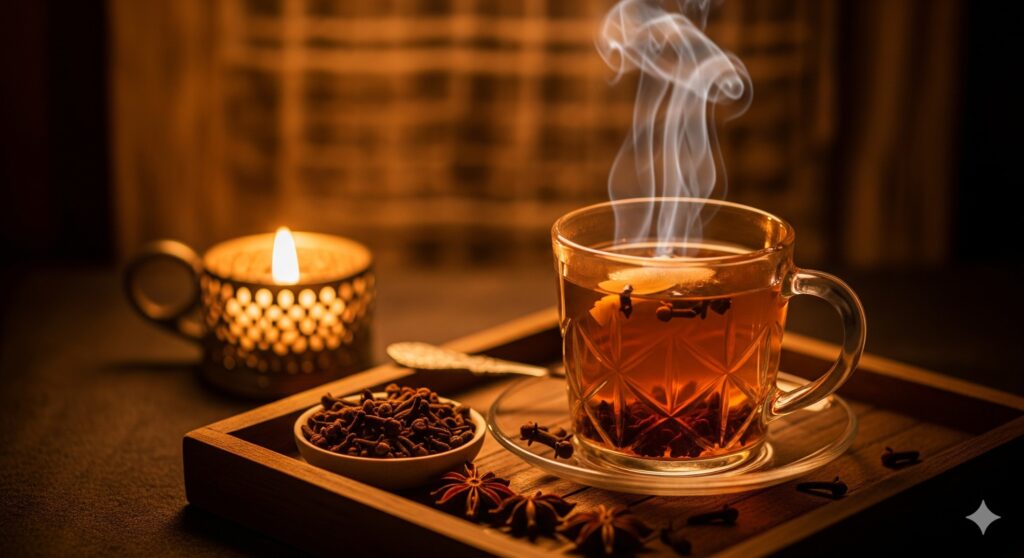 benefits of eating cloves at night with tea and whole cloves