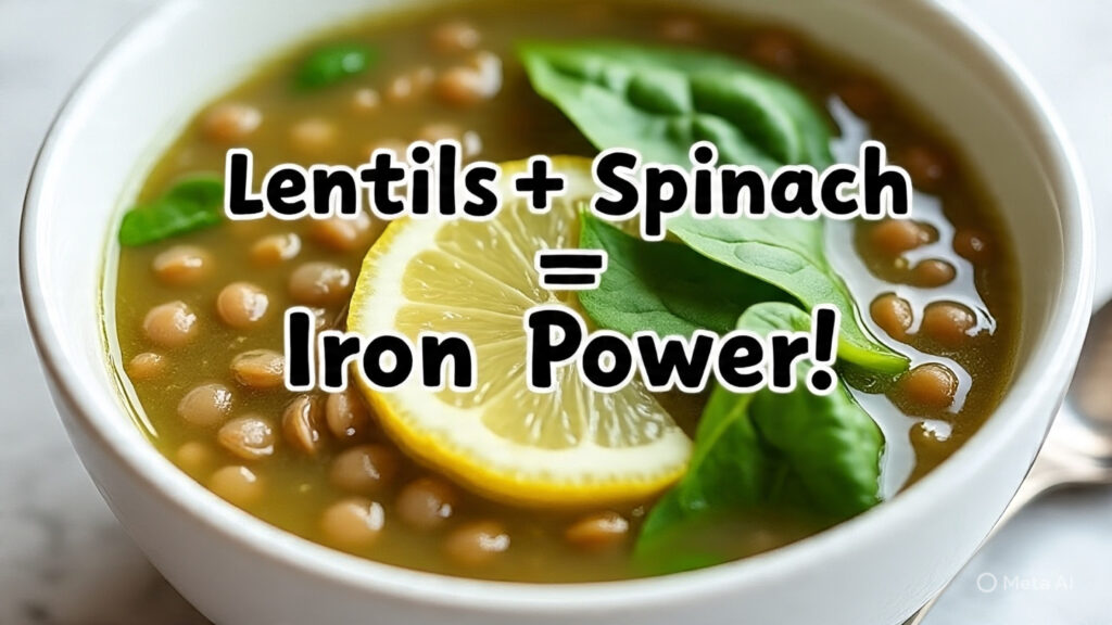 Iron-rich foods in pregnancy lentil and spinach soup with vitamin C