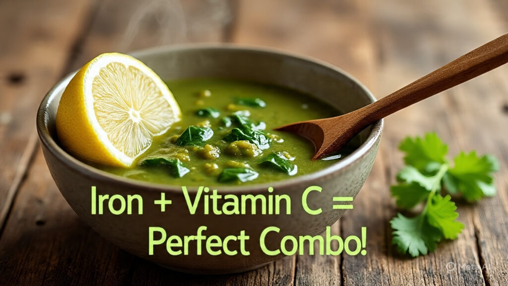 spinach iron content indian diet – palak dal with lemon for better iron absorption