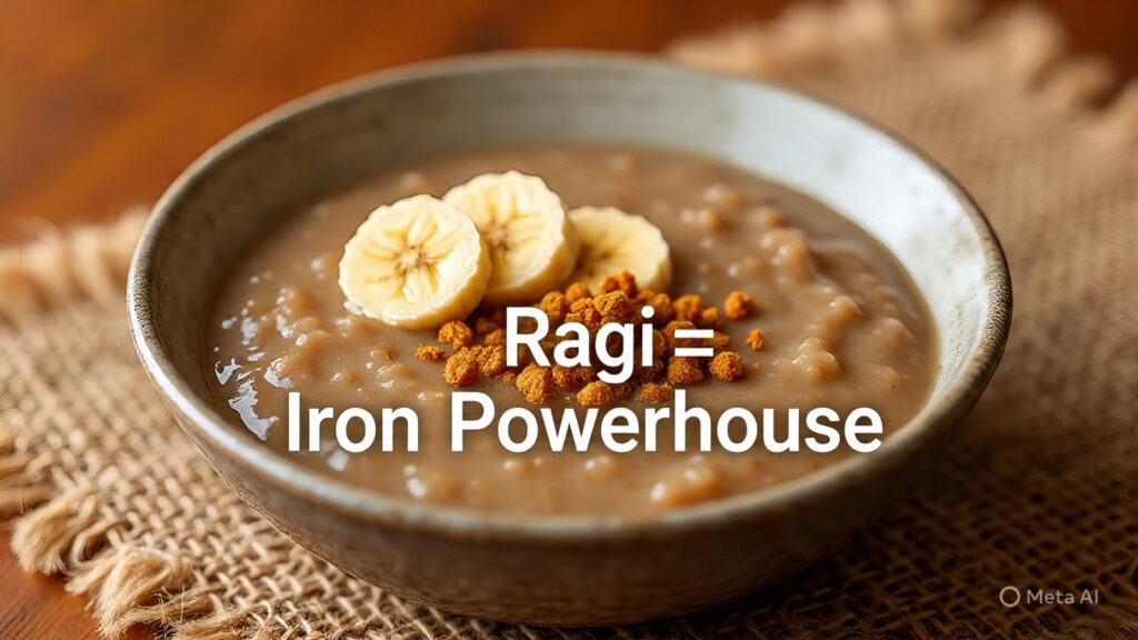 Warm, creamy porridge made from millets high iron Indian grains