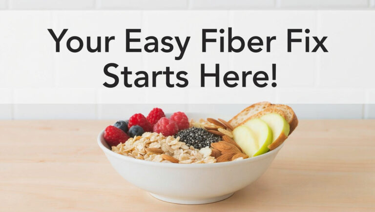 Easy fiber fix with healthy high-fiber foods on a kitchen counter