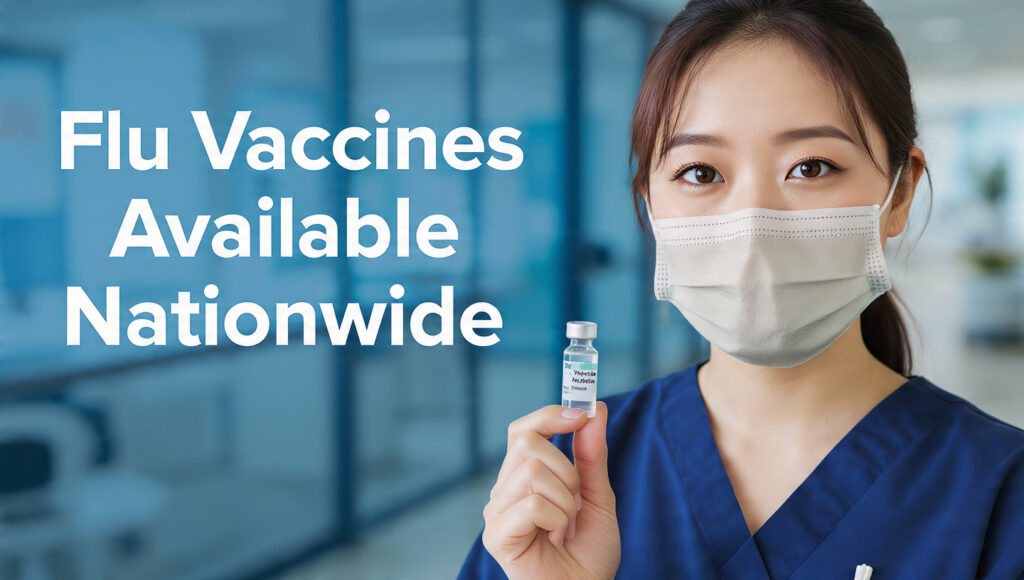 Healthcare worker with flu vaccine during the Japan flu epidemic