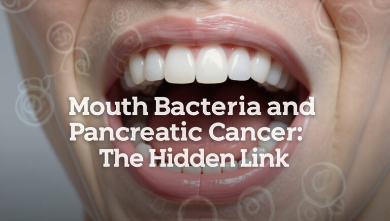 Illustration showing the connection between mouth bacteria and pancreatic cancer