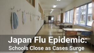 Empty school hallway during the Japan flu epidemic