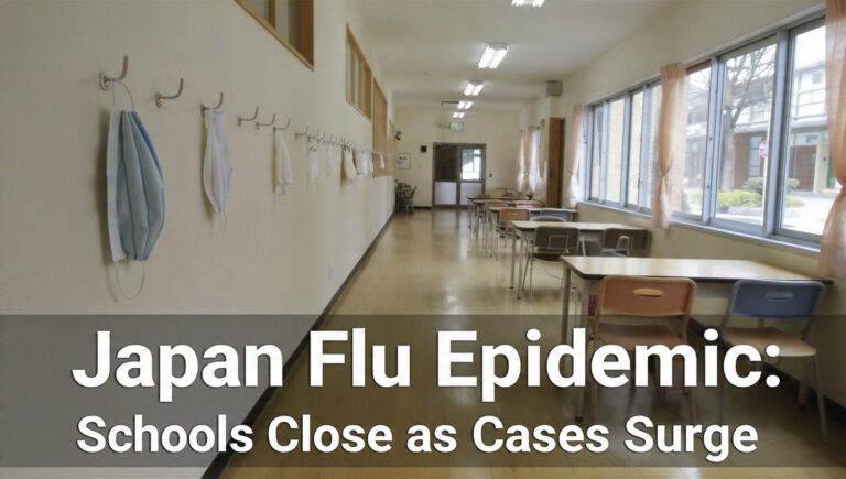 Empty school hallway during the Japan flu epidemic