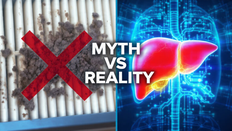 Comparison showing the difference between a dirty filter and biological science to debunk the liver detox myth