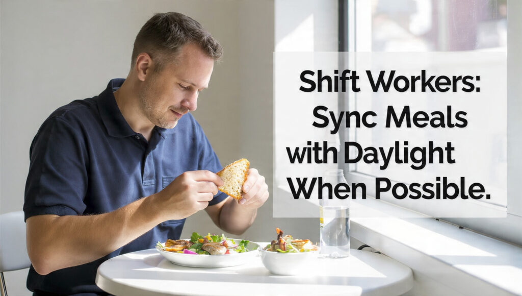Shift worker practicing smart meal timing during daytime hours