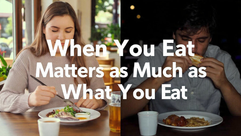 Comparison of healthy vs. late-night eating to show the impact of meal timing